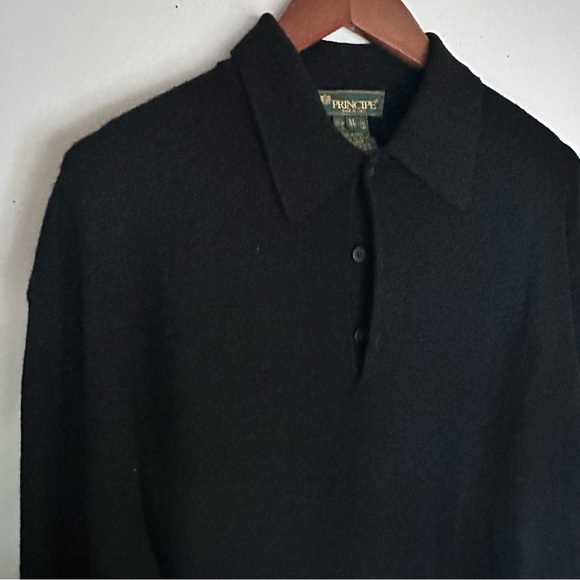 PRINCIPE Italian Merino Wool Fine Mens Sz XL /54 Sweater Shirt black - Picture 1 of 10